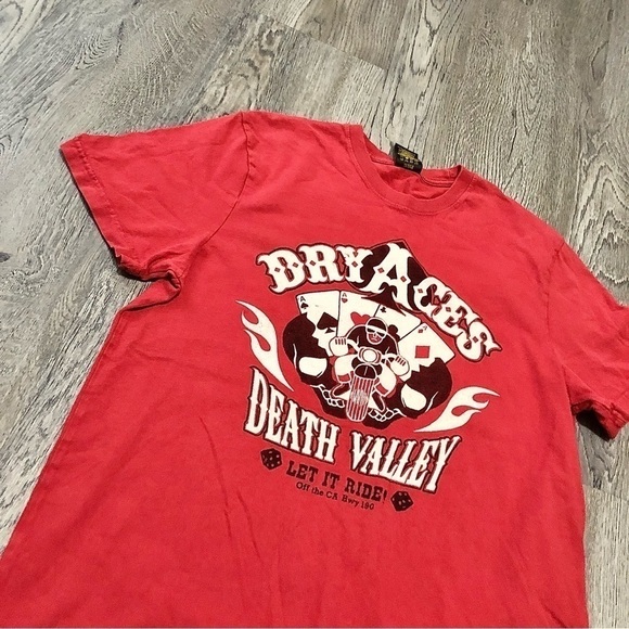 Lucky Brand Men's Sz M Burgundy T-shirt Graphic Dry Aces Death Valley Motorcycle - Picture 2 of 5